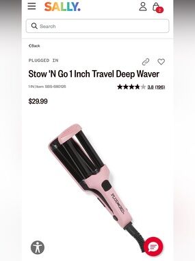 Plugged In Stow 'N Go 1" Travel Deep Waver - Pink